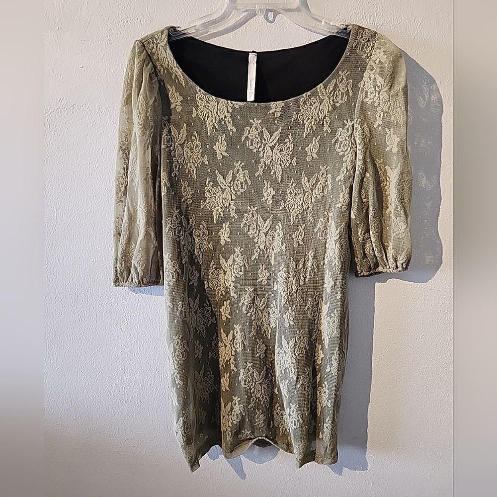 Seventh day Dress Lace Green Mini M MEDIUM Black